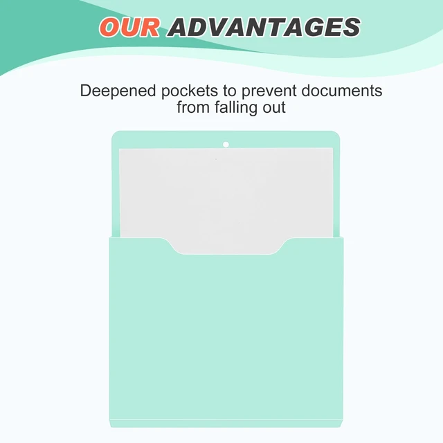 Alt view image 3 of 6 - Magnetic File Holder Wall, 12.2 x 9.4 Inch, Vertical, Mint Green Large File Folder for Fridge, Whiteboard, Cabinet, Paper Mail Letters Storage, Office Magnetic Folder Mount