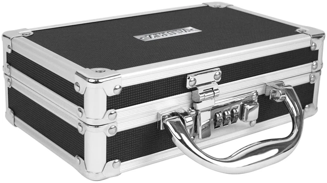 Main image of Locking Medicine Case, Combination Lock Box, 3-Pack, Briefcase Style Reinforced steel corners and chrome handle, organized interior with mesh pocket and elastic securing straps