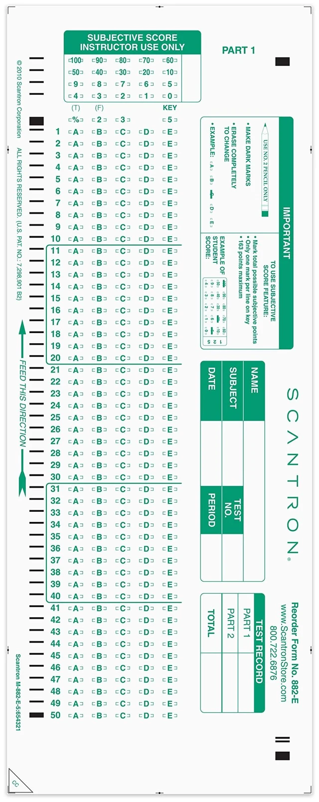 Main image of Official Brand 882-E Answer Sheet. (25 Pack)