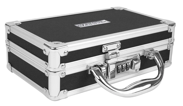 Alt view image 4 of 7 - Locking Medicine Case, Combination Lock Box, 3-Pack, Briefcase Style Reinforced steel corners and chrome handle, organized interior with mesh pocket and elastic securing straps
