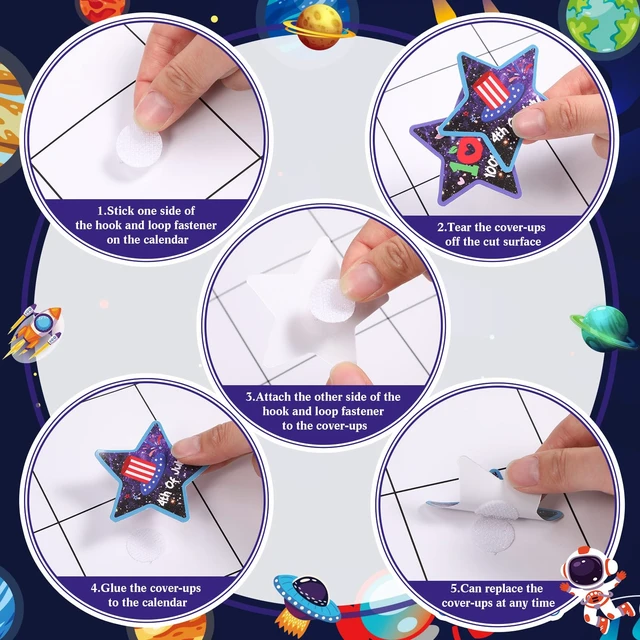 Alt view image 5 of 6 - 169 Pcs Space Themed Classroom Calendar Board Space Themed Class Set with Weather Seasons Days Month Cards, Stickers for Bulletin Wall Display