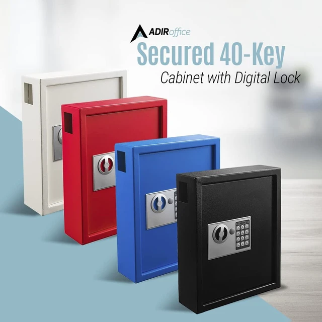 Alt view image 2 of 7 - Steel Key Holder Wall Mount - 40-Key Lock Box with Code, Key Cabinet, Valet Parking Key Box, Car Dealer Key Cabinet - Space Saving Locking Key Box with Digital Lock