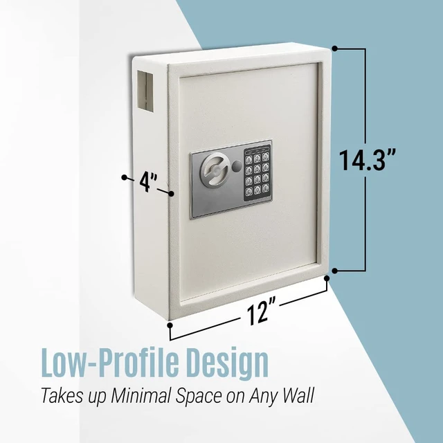 Alt view image 6 of 7 - Steel Key Holder Wall Mount - 40-Key Lock Box with Code, Key Cabinet, Valet Parking Key Box, Car Dealer Key Cabinet - Space Saving Locking Key Box with Digital Lock