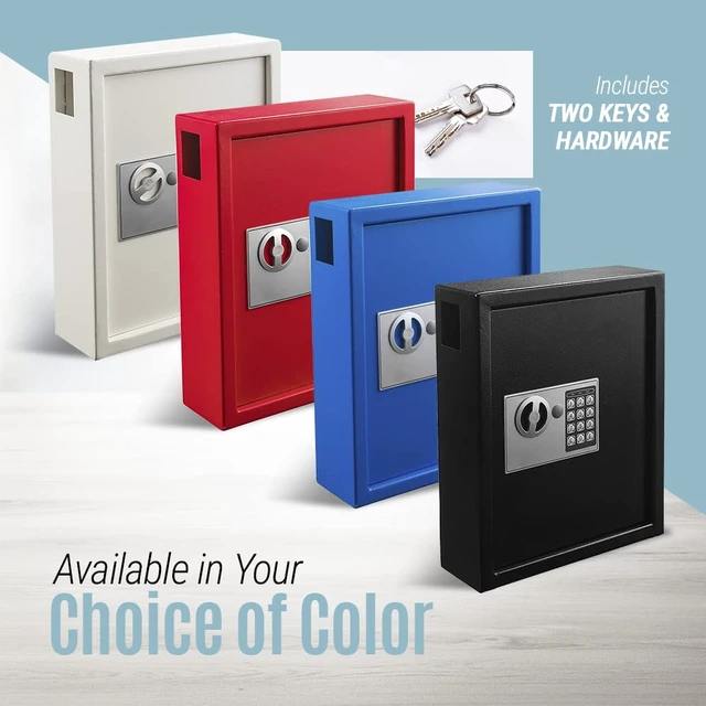 Alt view image 7 of 7 - Steel Key Holder Wall Mount - 40-Key Lock Box with Code, Key Cabinet, Valet Parking Key Box, Car Dealer Key Cabinet - Space Saving Locking Key Box with Digital Lock