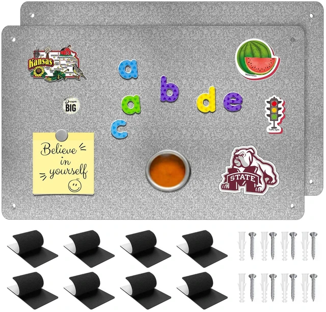 Main image of 2Pack Magnetic Board,17.1" x 11.8" Magnet Display,for Magnets and Bulletin Board,Suitable for Wall, Refrigerator, Compartment, Cabinet etc,Comes with Dual Lock Tape for Easy Hanging (silver1
