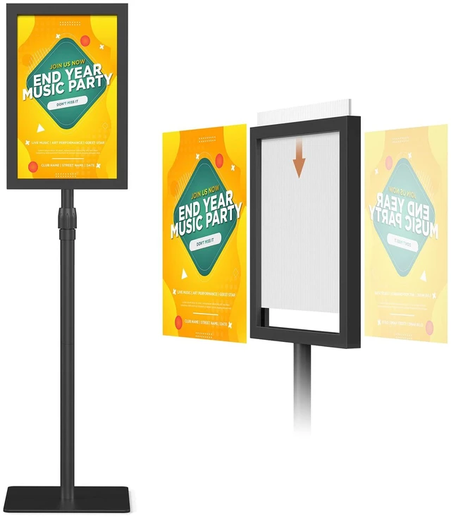 Main image of Standing Sign Holder 11 x 17, Adjustable Pedestal Sign Stand, Double-sided Floor Signage Stands for Outdoor Indoor Poster Display