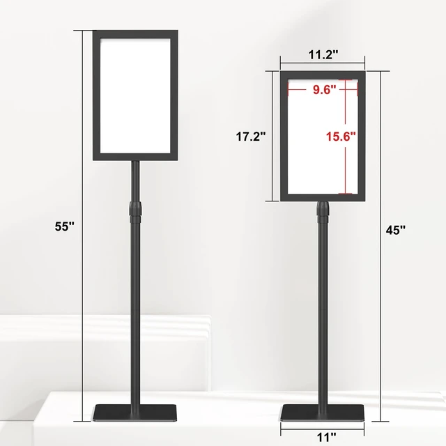 Alt view image 3 of 7 - Standing Sign Holder 11 x 17, Adjustable Pedestal Sign Stand, Double-sided Floor Signage Stands for Outdoor Indoor Poster Display