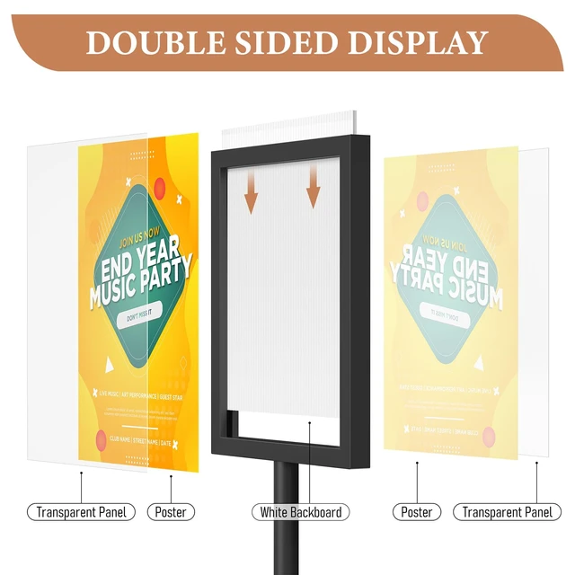 Alt view image 2 of 7 - Standing Sign Holder 11 x 17, Adjustable Pedestal Sign Stand, Double-sided Floor Signage Stands for Outdoor Indoor Poster Display