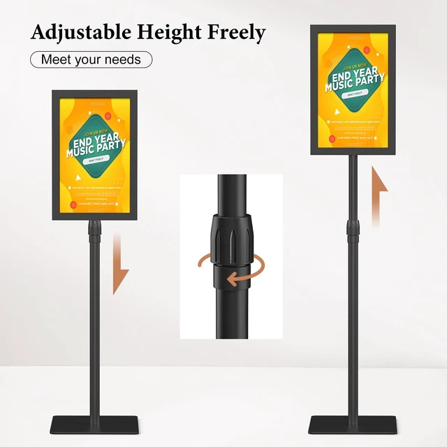 Alt view image 4 of 7 - Standing Sign Holder 11 x 17, Adjustable Pedestal Sign Stand, Double-sided Floor Signage Stands for Outdoor Indoor Poster Display