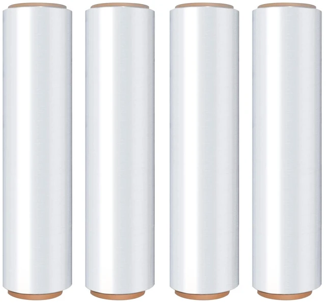Main image of 18in Stretch Wrap Roll, Heavy Duty 1500ft Shrink Wrap, Pallet Wrap 4 Pack Industrial Strength, 80 Gauge, Clear Stretch Film, Self-Adhesive Cling, Plastic Wrap for Furniture Wrapping Shipping Moving