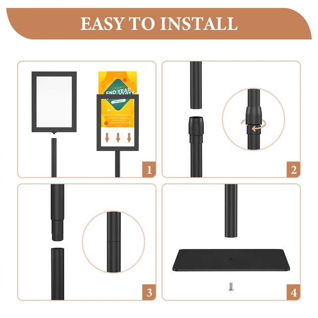 Alt view image 6 of 7 - Standing Sign Holder 11 x 17, Adjustable Pedestal Sign Stand, Double-sided Floor Signage Stands for Outdoor Indoor Poster Display