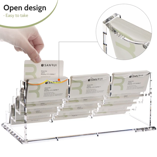 Alt view image 2 of 7 - Business Card Holder Display for Desk-12 Slots 4 Tier Clear Multiple Acrylic Cards Stand for Women and Men, Business Card Holder Case for Office Supplies Home School