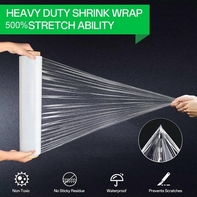 Alt view image 5 of 7 - 18in Stretch Wrap Roll, Heavy Duty 1500ft Shrink Wrap, Pallet Wrap 4 Pack Industrial Strength, 80 Gauge, Clear Stretch Film, Self-Adhesive Cling, Plastic Wrap for Furniture Wrapping Shipping Moving