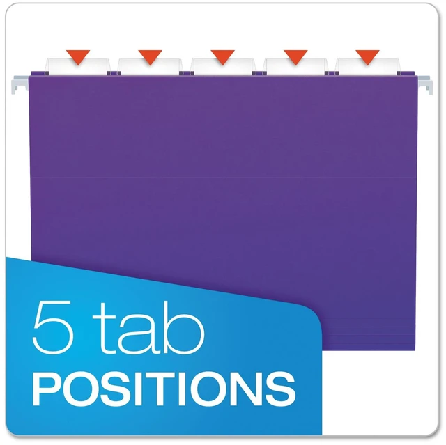 Alt view image 3 of 5 - Recycled Hanging Folders, Letter Size, Violet, 1/5 Cut, 25/BX (81611)