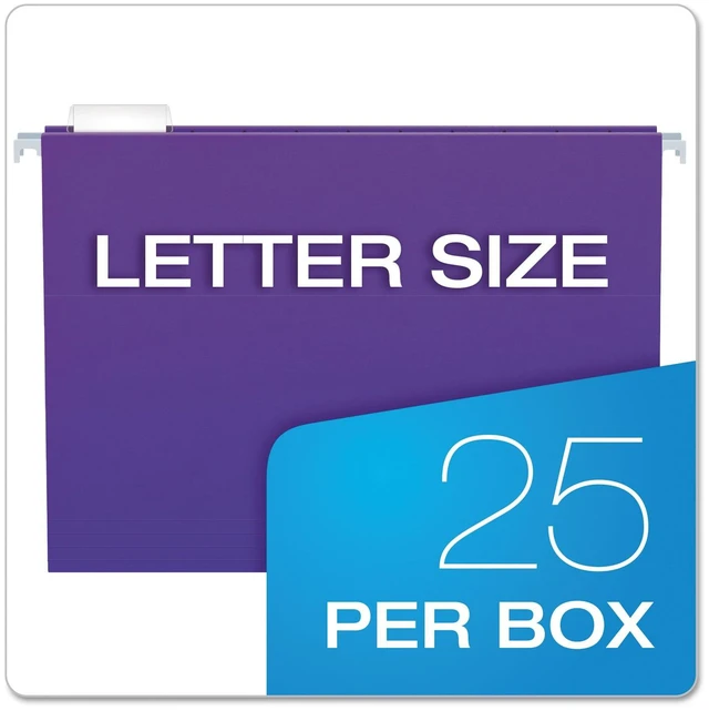 Alt view image 5 of 5 - Recycled Hanging Folders, Letter Size, Violet, 1/5 Cut, 25/BX (81611)