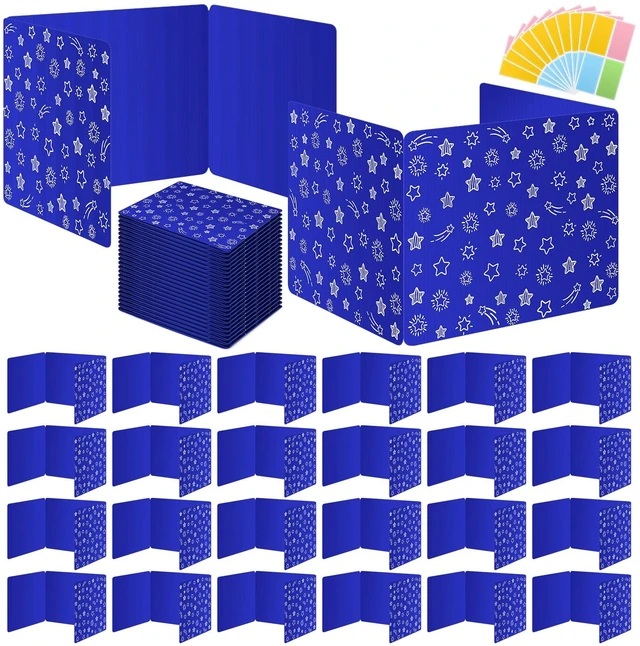 Main image of Blue 24-Pack Desk Dividers for Students, Waterproof Plastic Study Carrel Divider, Durable Testing Dividers for Classroom Teacher Supplies, Easy to Clean Privacy Shield Folder Boards for Student Desk