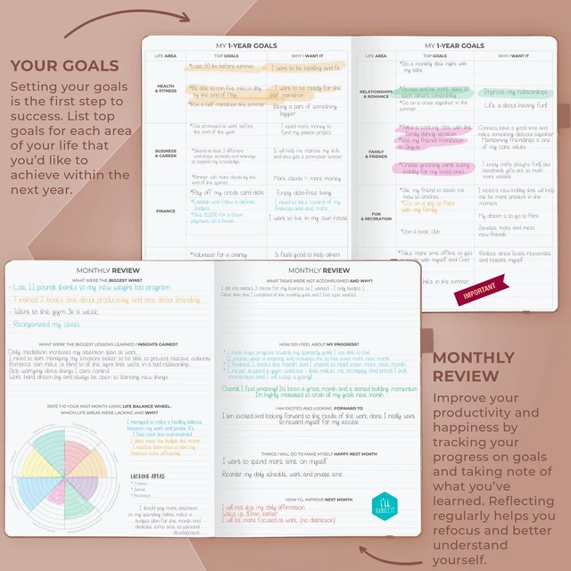 Alt view image 5 of 6 - Planner PRO Hourly, Undated Weekly & Monthly, Dark Terracotta 8.5x11" daily planner with time slots, Eco leather cover, Stickers, 120gsm paper, Work schedule organizer, Appointment book