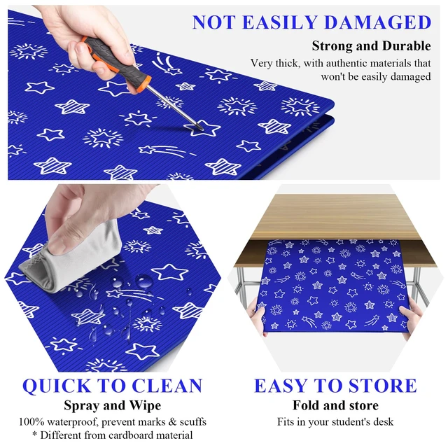 Alt view image 4 of 7 - Blue 24-Pack Desk Dividers for Students, Waterproof Plastic Study Carrel Divider, Durable Testing Dividers for Classroom Teacher Supplies, Easy to Clean Privacy Shield Folder Boards for Student Desk