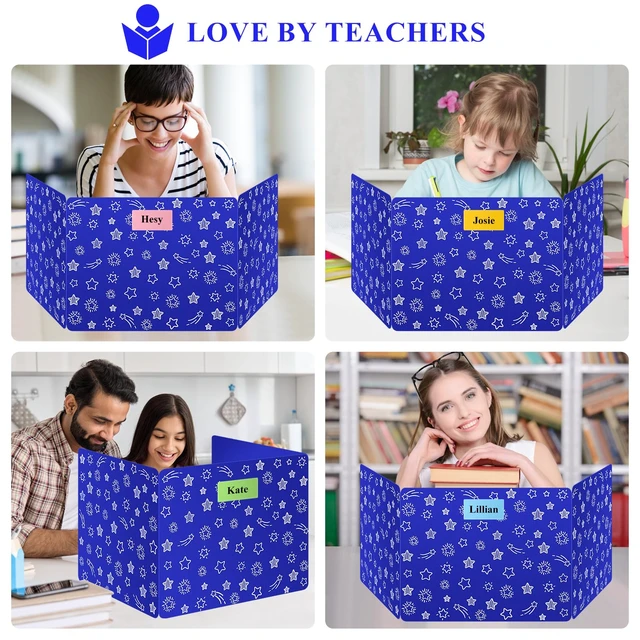 Alt view image 6 of 7 - Blue 24-Pack Desk Dividers for Students, Waterproof Plastic Study Carrel Divider, Durable Testing Dividers for Classroom Teacher Supplies, Easy to Clean Privacy Shield Folder Boards for Student Desk