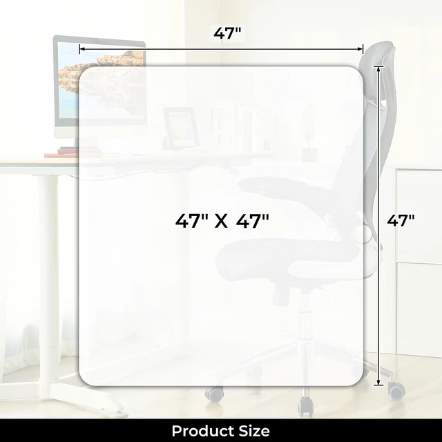 Alt view image 7 of 7 - Chair Mat for Hard Wood Floors - Heavy Duty Floor Protector - Easy Clean (47''×47'')