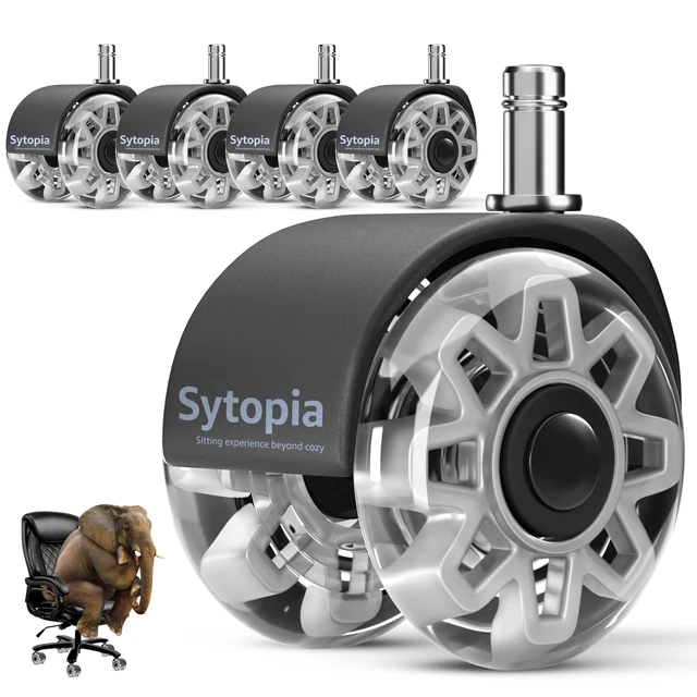 Main image of Office Chair Wheels Replacement, 2.5 Inch Tandem Design Heavy Duty Casters for Carpet and Hardwood Floors, Universal 11x22mm Stem Fits 99% of Chairs, 700 lbs Capacity, Grey