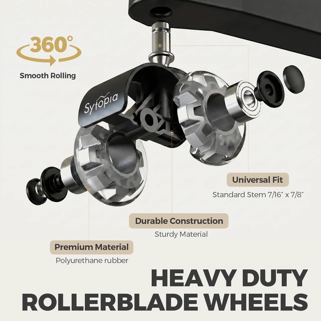 Alt view image 4 of 7 - Office Chair Wheels Replacement, 2.5 Inch Tandem Design Heavy Duty Casters for Carpet and Hardwood Floors, Universal 11x22mm Stem Fits 99% of Chairs, 700 lbs Capacity, Grey