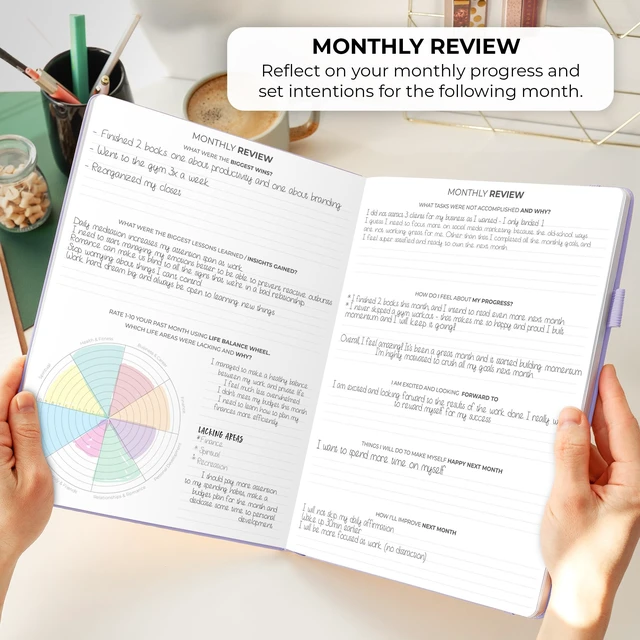 Alt view image 5 of 6 - Planner PRO Hourly, Undated Weekly & Monthly, Lavender 8.5x11" daily planner with time slots, Eco leather cover, Stickers, 120gsm paper, Work schedule organizer, Appointment book