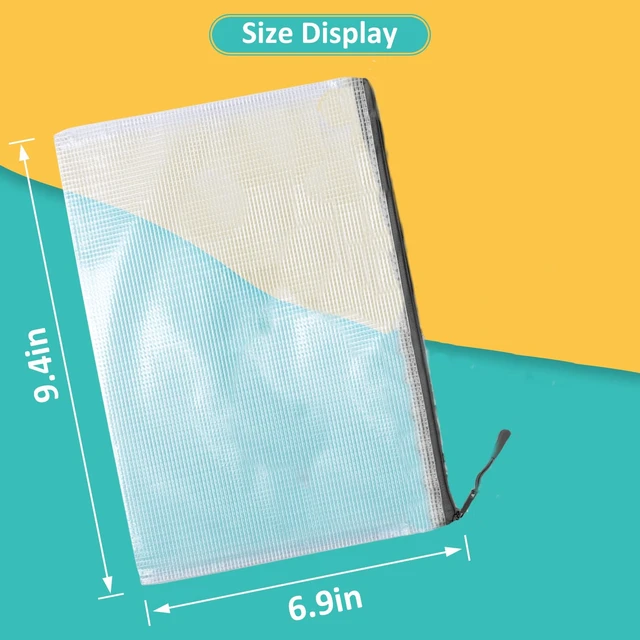 Alt view image 2 of 6 - 12pcs Mesh Zipper Pouch Bags, A5 Storage Bag for Organizing, File Bags for Office, Board Games and Home Supplies