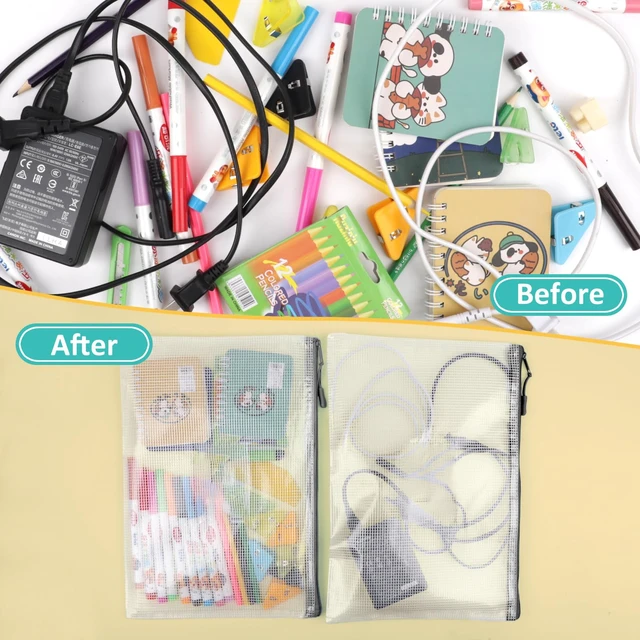 Alt view image 5 of 6 - 12pcs Mesh Zipper Pouch Bags, A5 Storage Bag for Organizing, File Bags for Office, Board Games and Home Supplies