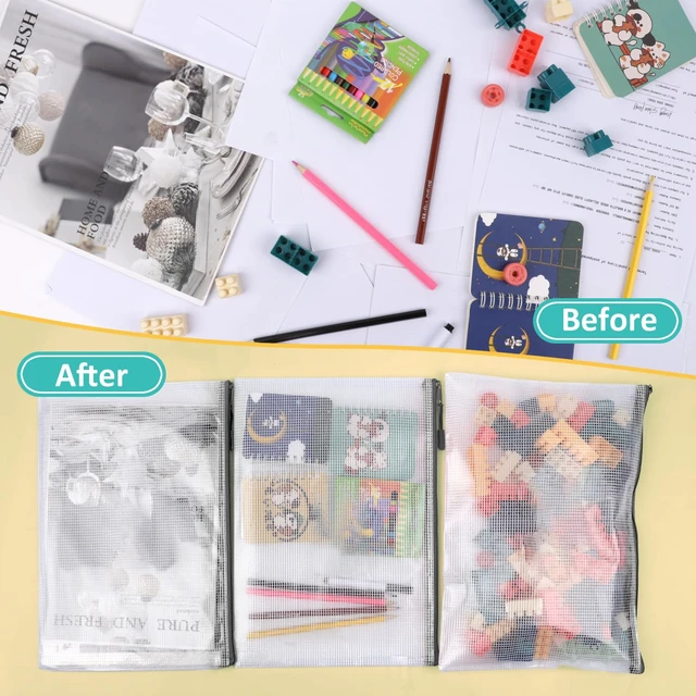Alt view image 5 of 6 - 12pcs Mesh Zipper Pouch Bags, A3 Puzzle Bag for Organizing, File Bags Storage Bag, Board Games and Office Supplies