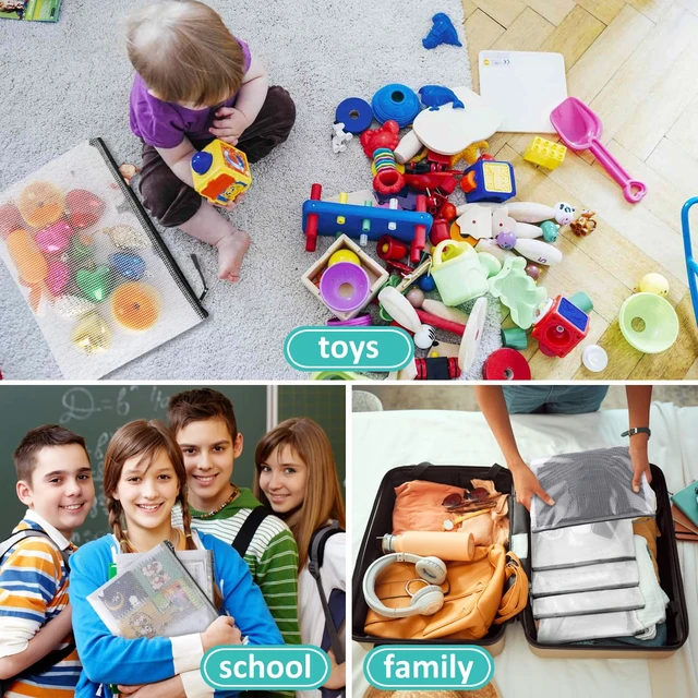 Alt view image 6 of 6 - 12pcs Mesh Zipper Pouch Bags, A3 Puzzle Bag for Organizing, File Bags Storage Bag, Board Games and Office Supplies