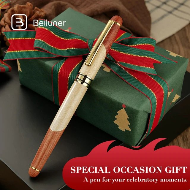 Alt view image 5 of 7 - Luxury Wood Rollerball Pen Writing Set,Maple with Gold Finish Elegant Fancy Nice Gift Set for Signature Calligraphy Office Fancy Nice Supplies - Christmas Gift Boxed Extra Refills (Black)