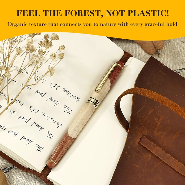 Alt view image 3 of 7 - Luxury Wood Rollerball Pen Writing Set,Maple with Gold Finish Elegant Fancy Nice Gift Set for Signature Calligraphy Office Fancy Nice Supplies - Christmas Gift Boxed Extra Refills (Black)