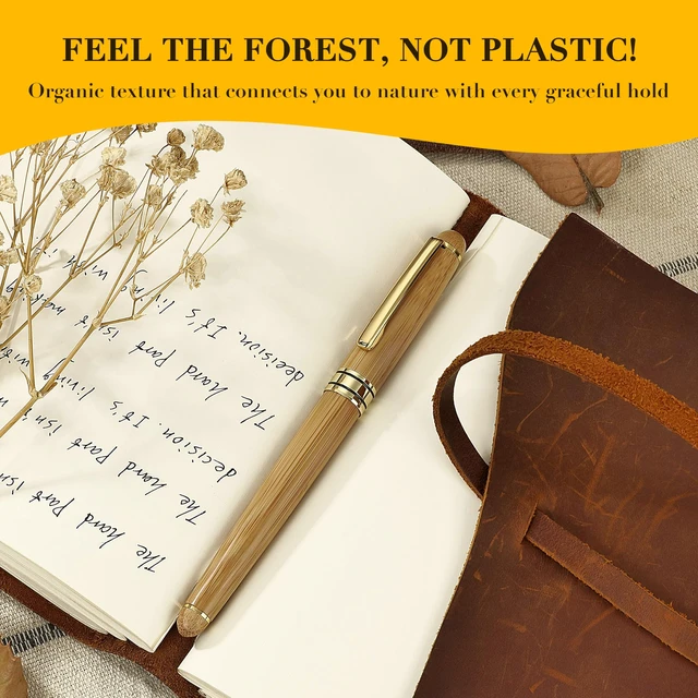 Alt view image 3 of 7 - Wood Rollerball Pen Writing Set, Elegant,Bamboo with Gold Finish Elegant Nature Nice Pen Set for Signature Executive Office Fancy Writing Supplies-Christmas Gift Boxed Extra Refills (Black)