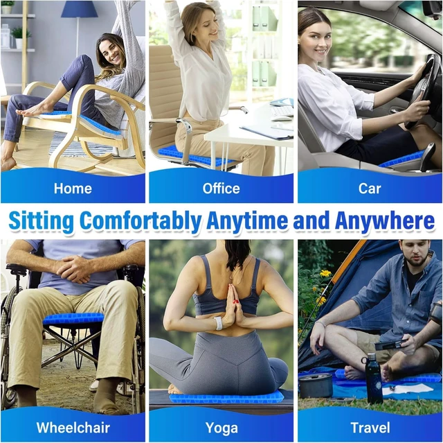 Alt view image 7 of 7 - 20" Gel Seat Cushion for Long Sitting Pressure Relief - Jumbo & Thick Gel Cushions for Office Chairs - Tailbone Pain Relief Cushion, Sciatica & Back Support, Wheelchair Cushions & Car Seat Cushion