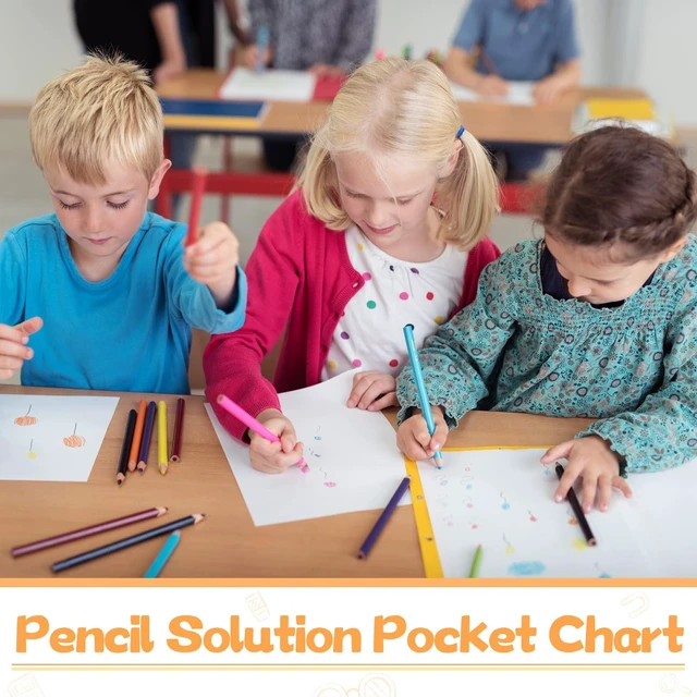 Alt view image 7 of 7 - Pencil Parking Pocket Chart, Classroom Wall Organizer, Rustic Hanging Pencil Dispenser Holder, 32 Numbered Clear Slots, Magnetic Strip & Grommets, Student Back to School Supplies