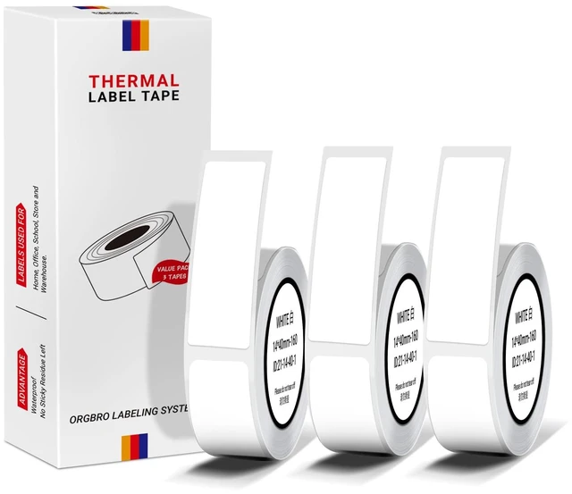 Main image of Genuine X1 Label Maker Tape, 12×40mm, 3-Roll, White Pre-cut Thermal Labels, Easy Tear off, BPA-Free, Strong Adhesion, Water-Proof & Oil-Proof, Great for School, Office, Home