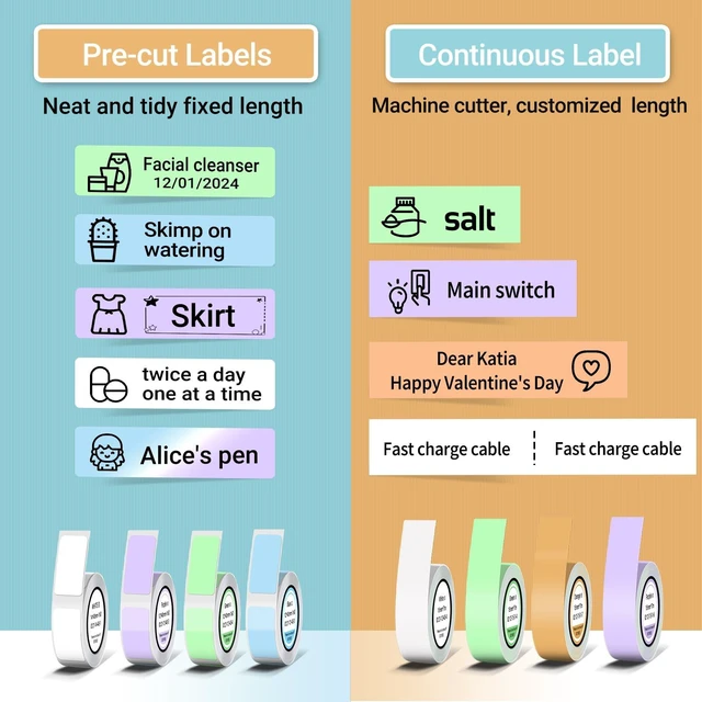 Alt view image 6 of 7 - Genuine X1 Label Maker Tape, 12×40mm, 3-Roll, White Pre-cut Thermal Labels, Easy Tear off, BPA-Free, Strong Adhesion, Water-Proof & Oil-Proof, Great for School, Office, Home