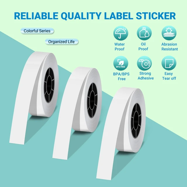 Alt view image 3 of 7 - Genuine X1 Label Maker Tape, 15×700mm, 3-Roll, White Continuous Thermal Label, Easy Tear off, BPA-Free, Strong Adhesion, Water-Proof & Oil-Proof, Great for School, Office, Home