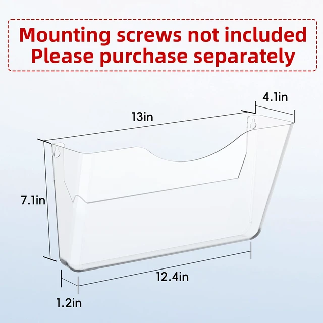 Alt view image 3 of 7 - Clear Acrylic Wall File Holder, 6 Pack Wall Mount Single Pocket Organizer One-piece design, no assembly needed, screws not included, ideal for mail magazines folders office home classroom use