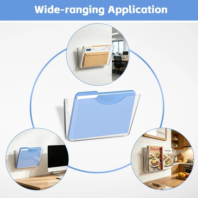 Alt view image 4 of 7 - Clear Acrylic Wall File Holder, 6 Pack Wall Mount Single Pocket Organizer One-piece design, no assembly needed, screws not included, ideal for mail magazines folders office home classroom use