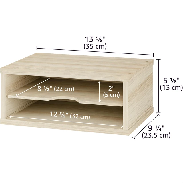 Alt view image 3 of 7 - 2-Tier Wooden Desk Organizer, Office Desk Organization, Mail Sorter, Paper Tray, File Folder Holder, Desktop Paper Organizer, Desk Organizers and Accessories, Natural Wood
