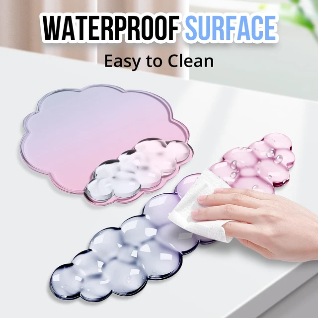 Alt view image 4 of 6 - Gel Keyboard and Mouse Wrist Rest Set for Computer, Gradient Pink Cloud Mouse Pad with Wrist Rest, Ergonomic Design, Waterproof, Non-Slip, Easy to Clean, Typing Comfort for Office and Gaming