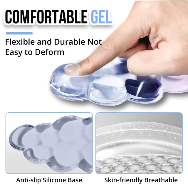 Alt view image 3 of 6 - Gel Keyboard and Mouse Wrist Rest Set for Computer, Gradient Pink Cloud Mouse Pad with Wrist Rest, Ergonomic Design, Waterproof, Non-Slip, Easy to Clean, Typing Comfort for Office and Gaming