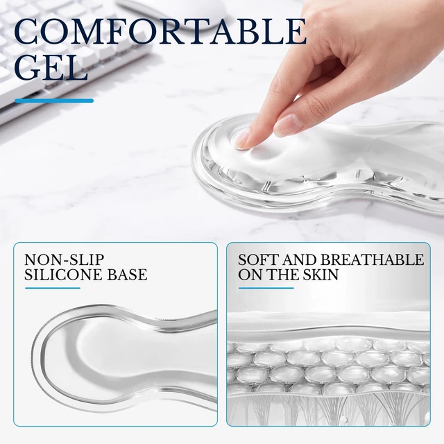 Alt view image 3 of 7 - Gel Keyboard and Mouse Wrist Rest Set for Computer, Clear Wavy Mouse Pad with Wrist Rest, Ergonomic Design, Waterproof, Non-Slip, Easy to Clean, Typing Comfort for Office and Gaming