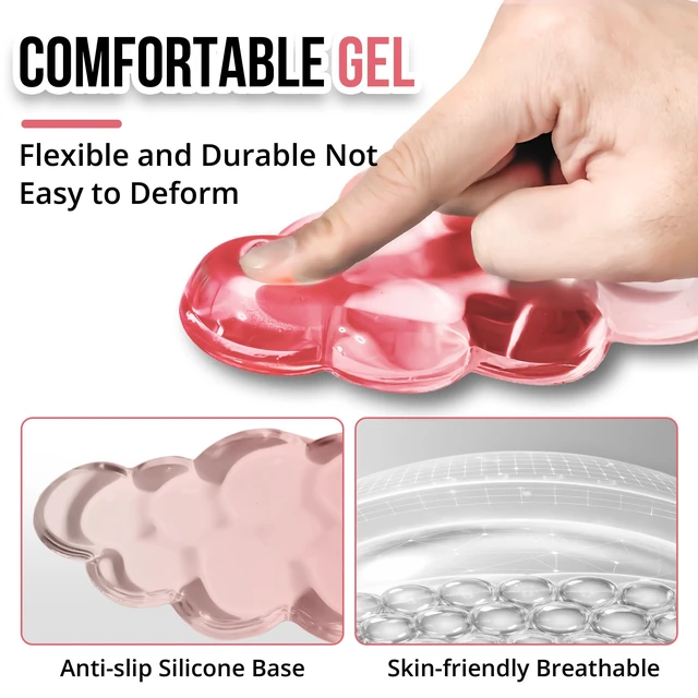 Alt view image 3 of 6 - Gel Keyboard and Mouse Wrist Rest Set for Computer, Gradient Rose Red Cloud Mouse Pad with Wrist Rest, Ergonomic Design, Waterproof, Non-Slip, Easy to Clean, Typing Comfort for Office and Gaming