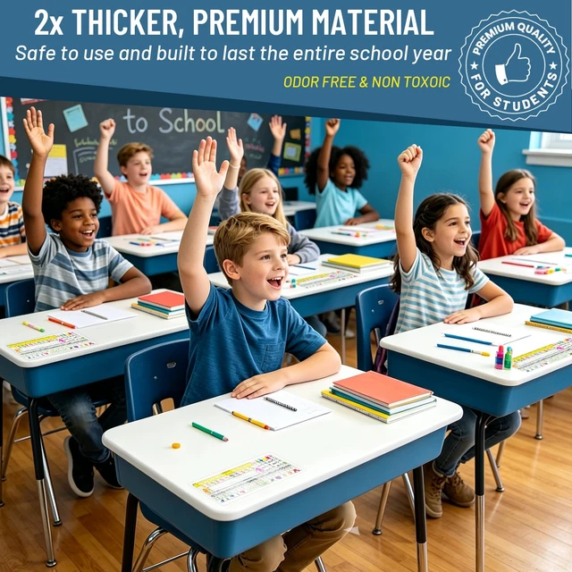 Alt view image 5 of 7 - 30 PCS Nameplate Pockets, 9.9" x 3.9" Self Adhesive Desk Name Tag Sleeves, Thicken PVC, Wrinkles Free and Easy Remove Name Tag Holder for Classroom Student Desk Bins