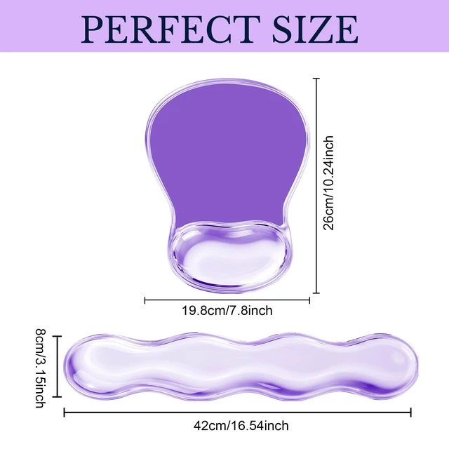 Alt view image 2 of 7 - Gel Keyboard and Mouse Wrist Rest Set for Computer, Purple Wavy Mouse Pad with Wrist Rest, Ergonomic Design, Waterproof, Non-Slip, Easy to Clean, Typing Comfort for Office and Gaming