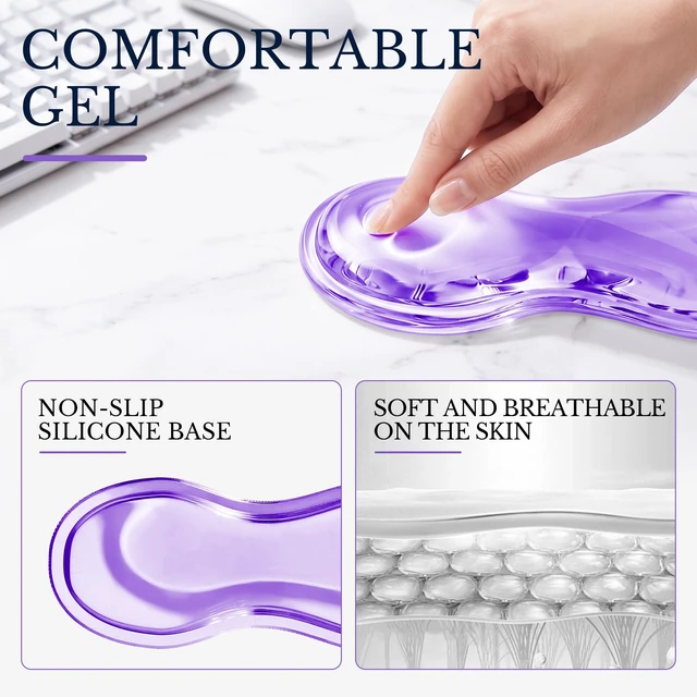 Alt view image 3 of 7 - Gel Keyboard and Mouse Wrist Rest Set for Computer, Purple Wavy Mouse Pad with Wrist Rest, Ergonomic Design, Waterproof, Non-Slip, Easy to Clean, Typing Comfort for Office and Gaming