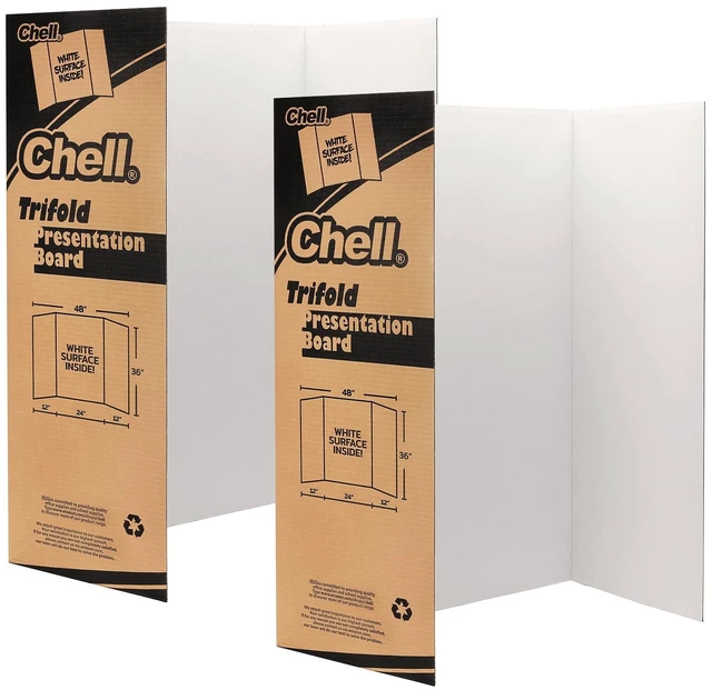 Main image of 36x48 Large Size Corrugated Trifold Poster Boards, White, 2 Pack Made of Thickened Corrugated Cardboard, Portable, Lightweight